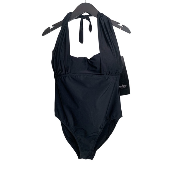 FantaSizer Other - NWT Fantasizer Women's Swimsuit Size 16 One-Piece Black Halter Swimsuit